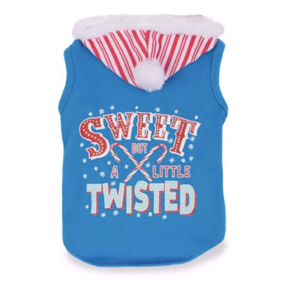 “A Little Twisted"Christmas Pet (up to 18 lb) Candy Cane Hoodie NWOT Disc. Ship